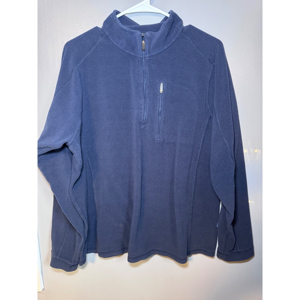 LL Bean Mens Traditional Fit Quarter Zip Fleece Pullover Navy Blue Large 280962